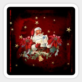 Santa Claus with gifts and christmas flower Sticker